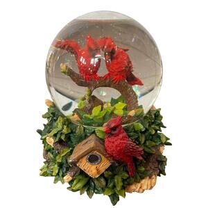 San Francisco Music Box Red Cardinal Water Globe Snow Once Upon A December Rare